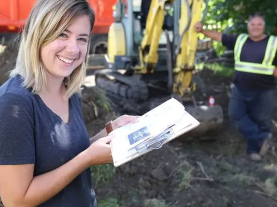Builder building tiny home